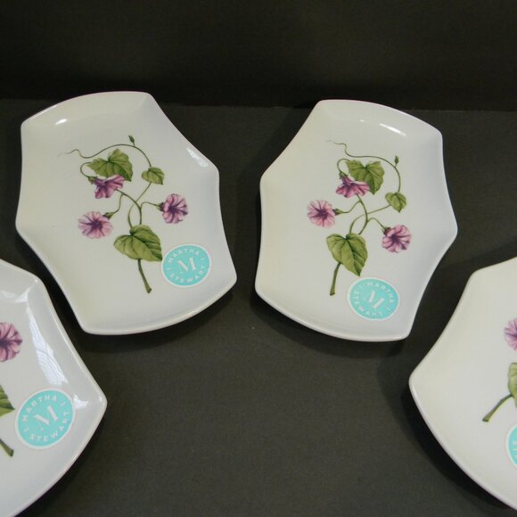 Martha Stewart Botanical Garden Shaped Decorative Plates Set of 4 Green Purple - Picture 3 of 7